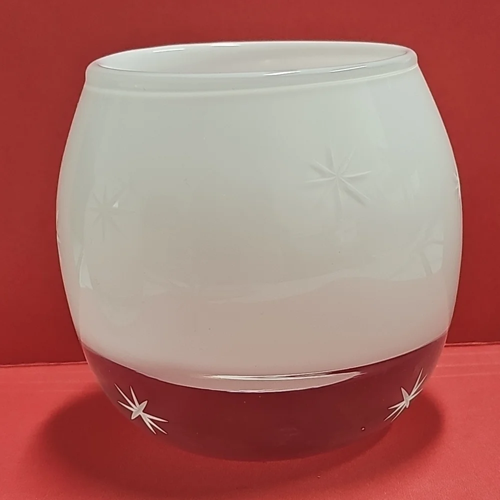 New Crate & Barrel White Glass votive / Candle Holder Starburst Made In Poland